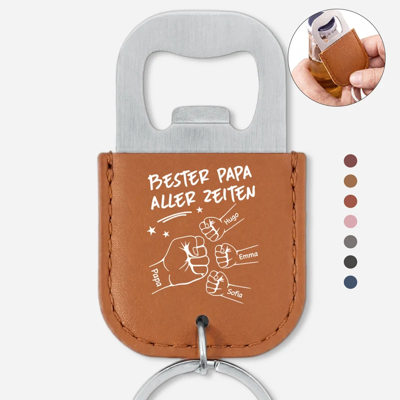 Bester Papa Aller Zeiten - Personalisiertes Geschenk | Flaschenöffner Schlüsselanhänger Papa Opa Faust
