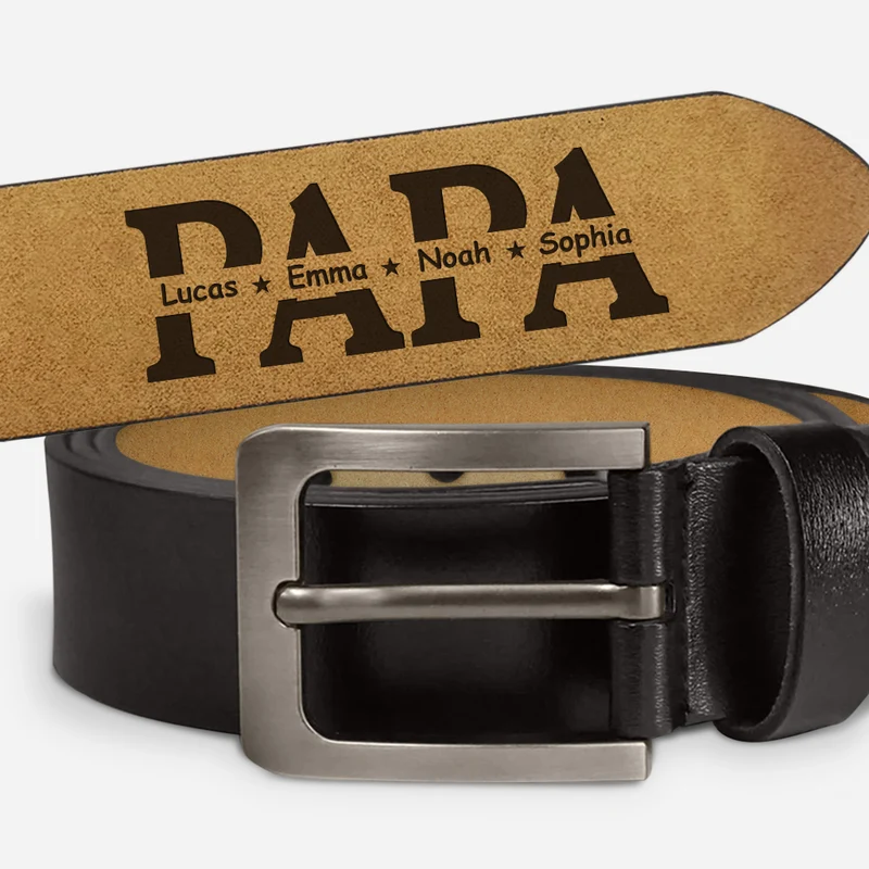 Papa Und Kinder Mit Namen - Personalisiertes Geschenk | Gürtel Papa/Opa