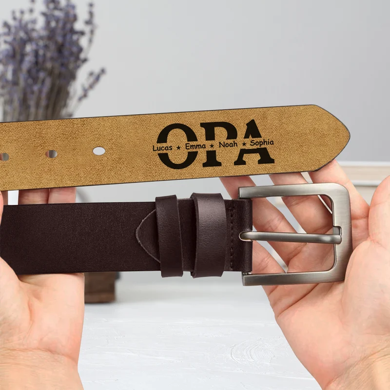Papa Und Kinder Mit Namen - Personalisiertes Geschenk | Gürtel Papa/Opa