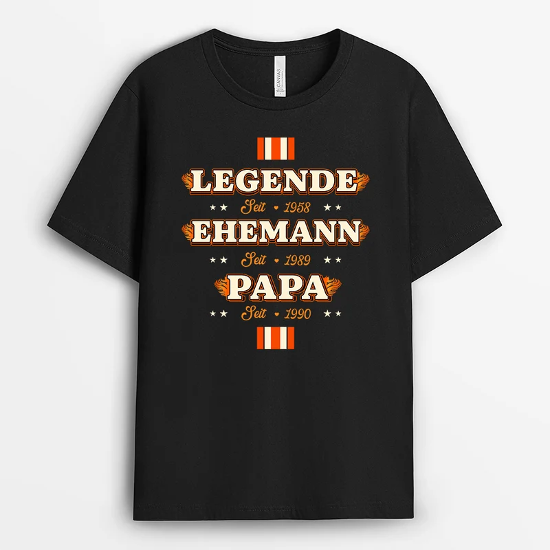 Legende Ehemann Papa Opa - Personalisiertes Geschenk | T-Shirt Opa Flamme
