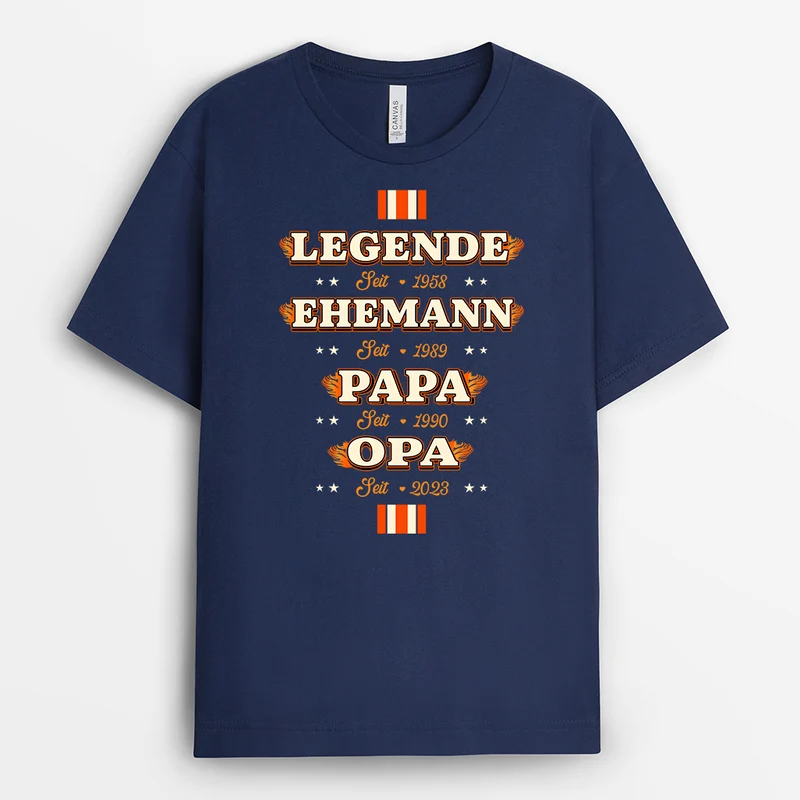 Legende Ehemann Papa Opa - Personalisiertes Geschenk | T-Shirt Opa Flamme