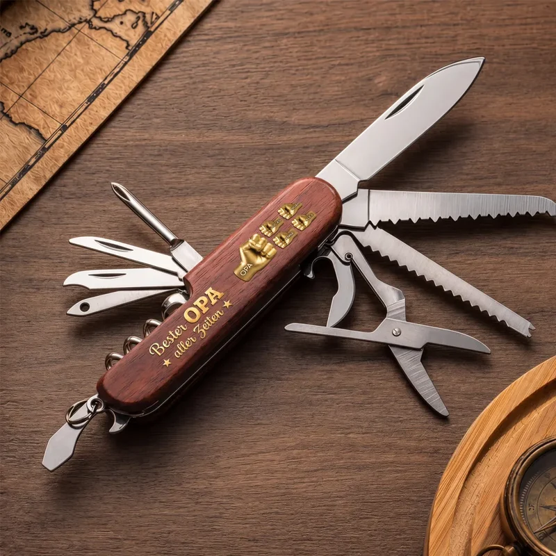 [3D-Optik] Bester Papa Aller Zeiten - Personalisiertes Geschenk | Multitool Messer Papa Opa Tarnmuster