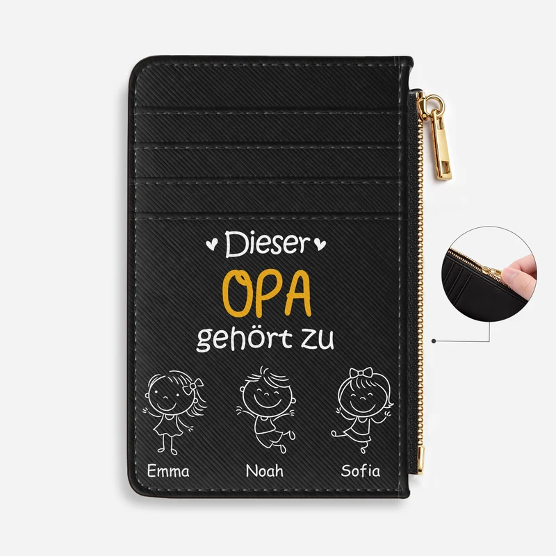 Dieser Papa Gehört Zu Stickmen - Personalisiertes Geschenk | Kartenetui Papa Mama Opa Oma