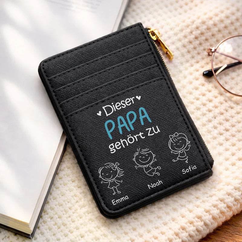 Dieser Papa Gehört Zu Stickmen - Personalisiertes Geschenk | Kartenetui Papa Mama Opa Oma