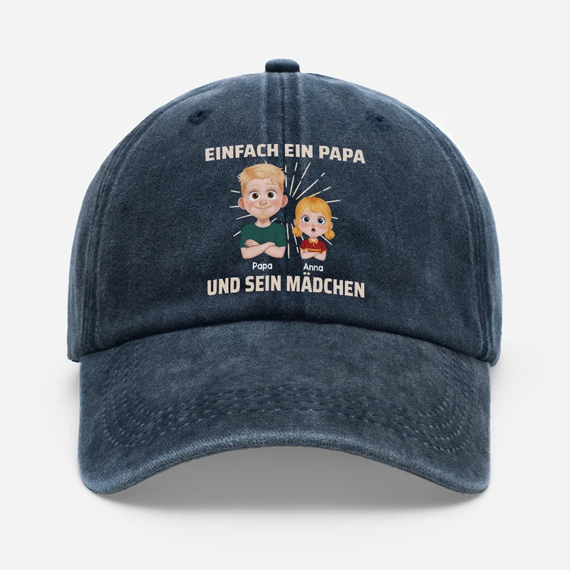 Einfach Ein Papa Mit Seiner Tochter - Personalisiertes Geschenk | Washed Cap Papa Mama