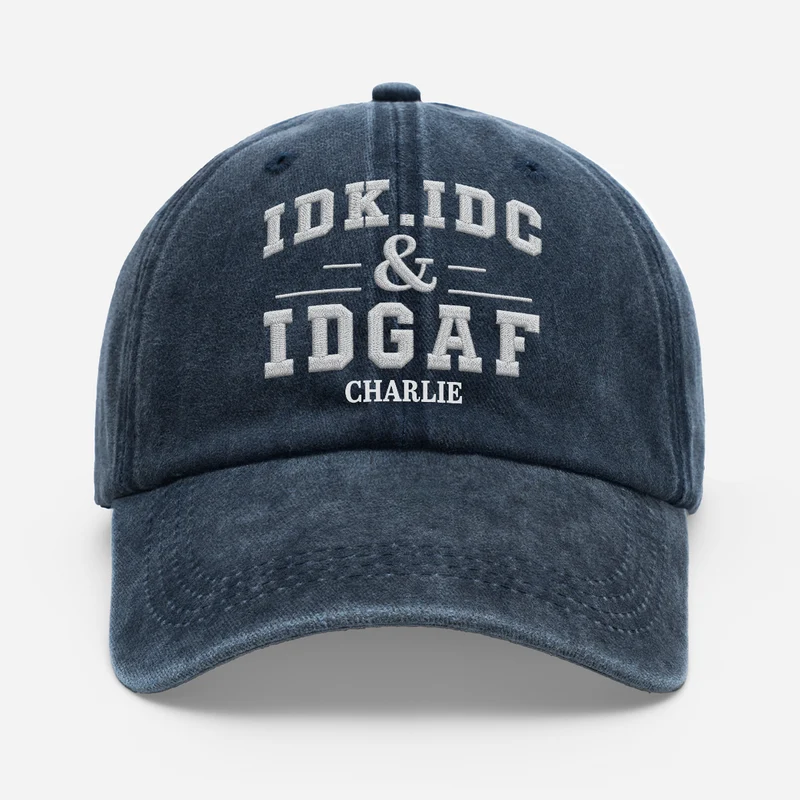 IDK IDC & IDGAF - Personalisiertes Geschenk | Washed Cap Papa Opa