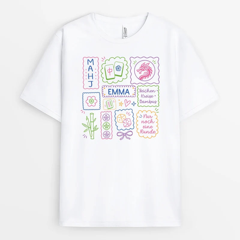 Zeichen Kreise Bambus Mahjong - Personalisiertes Geschenk | T Shirt Männer Damen