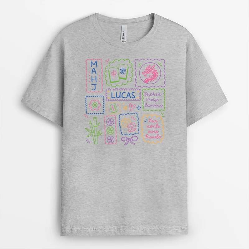 Zeichen Kreise Bambus Mahjong - Personalisiertes Geschenk | T Shirt Männer Damen