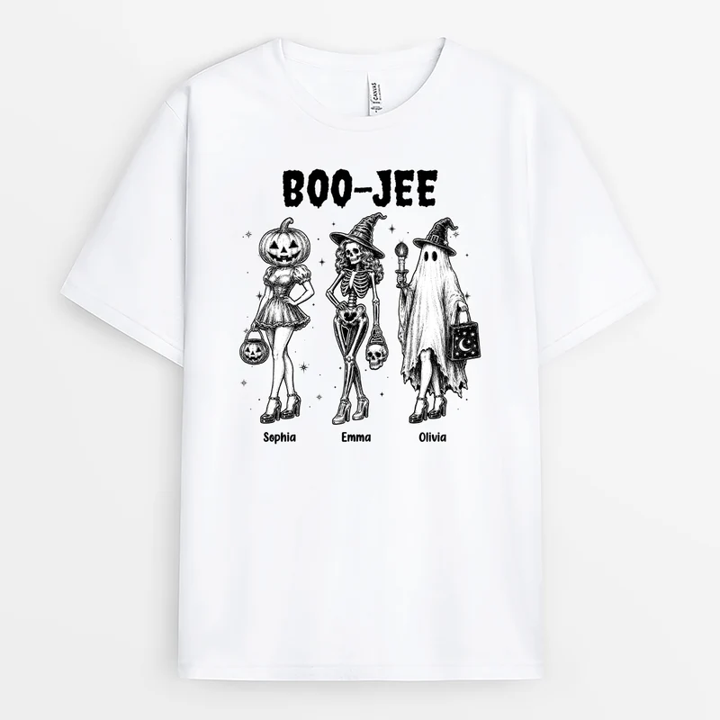 Boo-Jee - Personalisierte Geschenke Beste Freundin | T Shirt Halloween Weiß