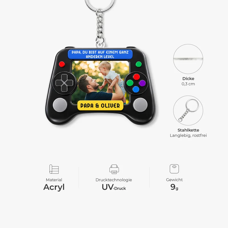 [3D-Optik] Du Bist Auf Einem Ganz Anderen Level - Personalisierte Geschenke Foto | Acryl Schlüsselanhänger Gamer Papa Opa