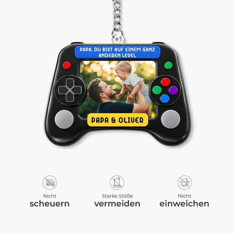 [3D-Optik] Du Bist Auf Einem Ganz Anderen Level - Personalisierte Geschenke Foto | Acryl Schlüsselanhänger Gamer Papa Opa
