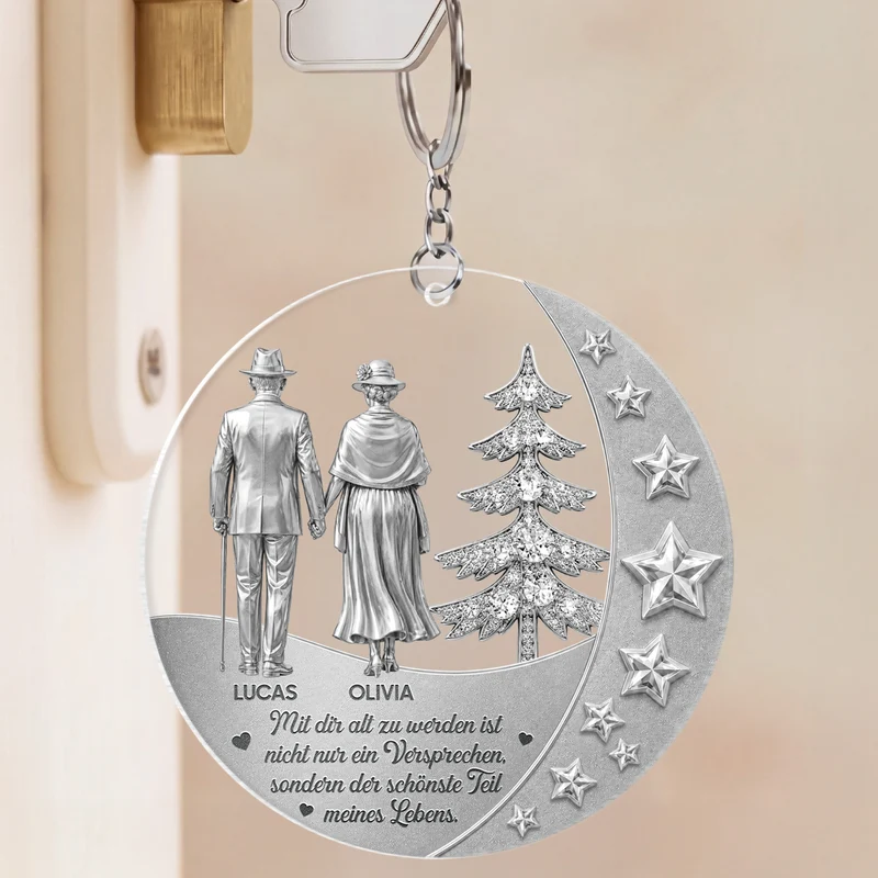 [3D-Optik] Mit Dir Alt Zu Werden Ist Nicht Nur Ein Versprechen Sondern - Personalisierte Geschenke Paar | Acryl Schlüsselanhänger