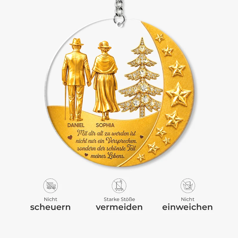 [3D-Optik] Mit Dir Alt Zu Werden Ist Nicht Nur Ein Versprechen Sondern - Personalisierte Geschenke Paar | Acryl Schlüsselanhänger