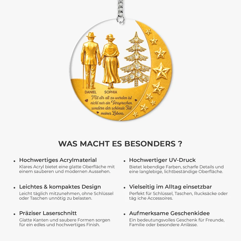 [3D-Optik] Mit Dir Alt Zu Werden Ist Nicht Nur Ein Versprechen Sondern - Personalisierte Geschenke Paar | Acryl Schlüsselanhänger