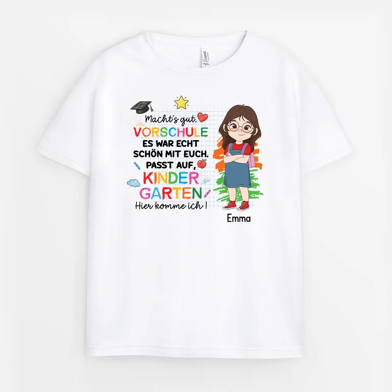 Tschüss Krippe Hallo Kindergarten - Personalisiertes Geschenk | T Shirts Kinder