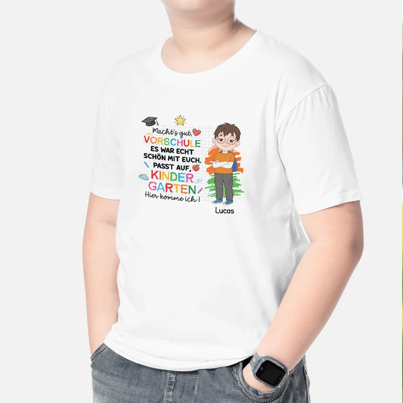 Tschüss Krippe Hallo Kindergarten - Personalisiertes Geschenk | T Shirts Kinder