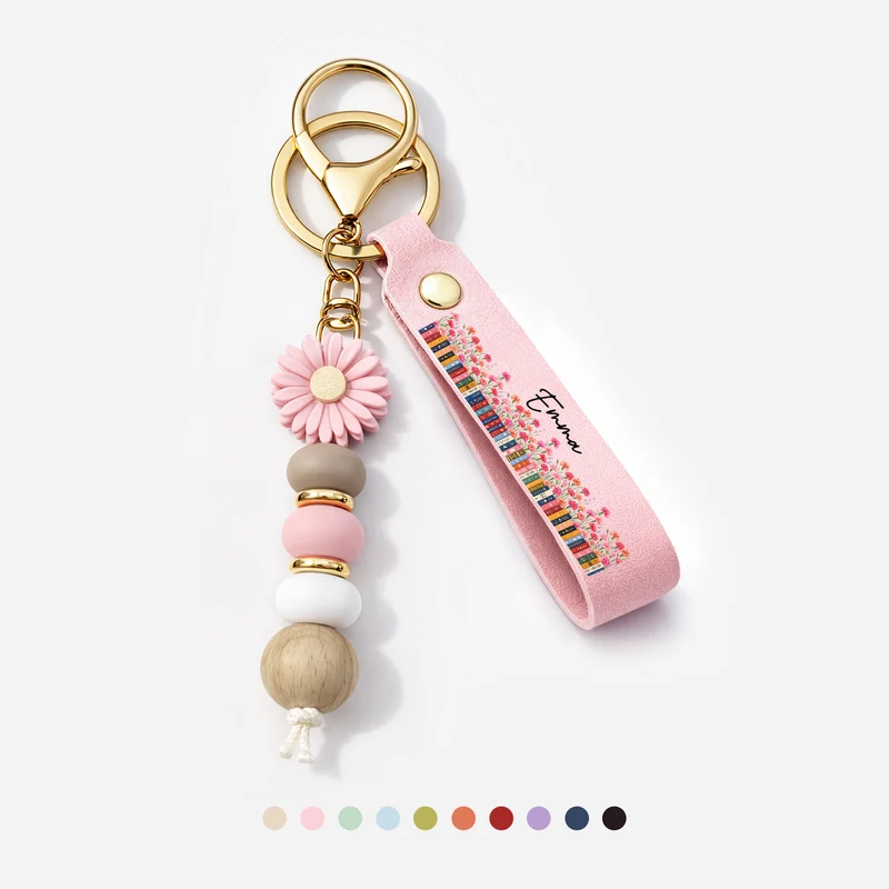 Geburtsmonat Blume + Bücher - Personalisiertes Geschenk | Daisy Schlüsselanhänger Frauen Männer