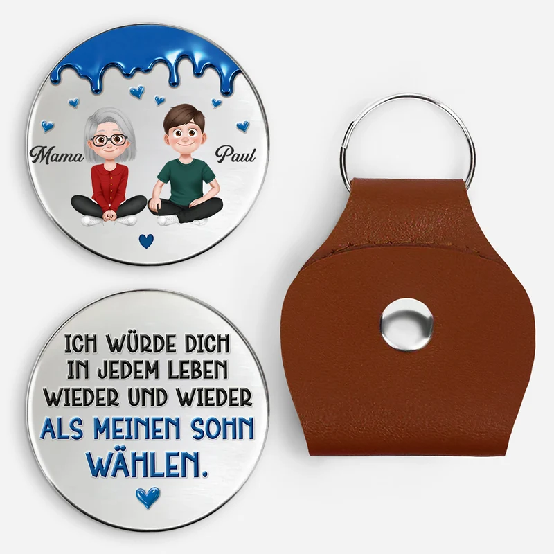 [3D-Optik] Ich Würde Dich In Jedem Leben Wieder Und Wieder Als Meine Tochter Wählen - Personalisiertes Geschenk | Pocket Hug Schlüsselanhänger Tochter Sohn