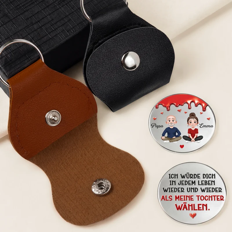 [3D-Optik] Ich Würde Dich In Jedem Leben Wieder Und Wieder Als Meine Tochter Wählen - Personalisiertes Geschenk | Pocket Hug Schlüsselanhänger Tochter Sohn
