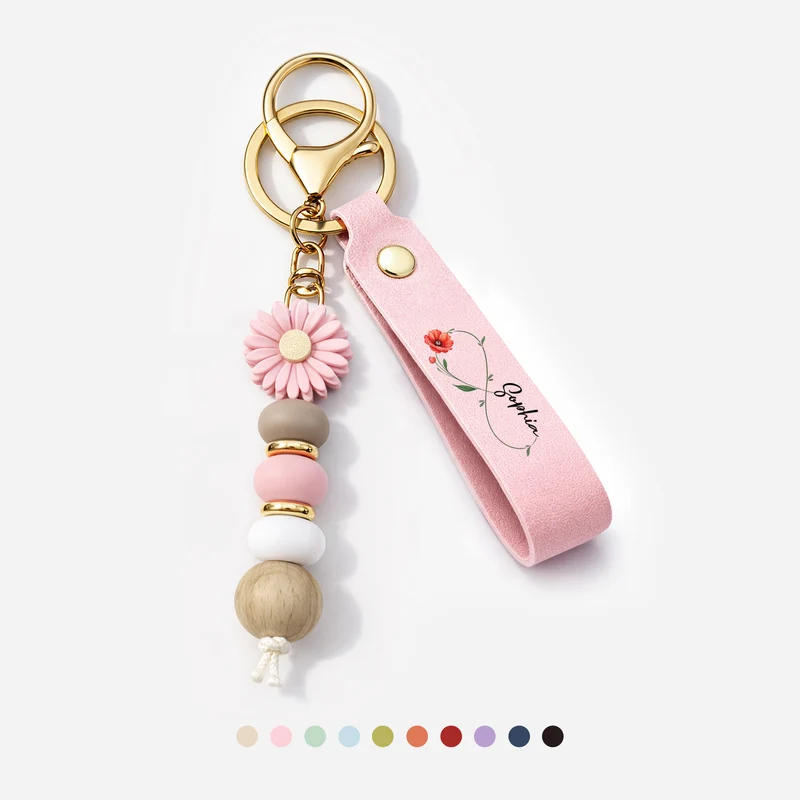 Geburtsblume Monat Unendlichkeitszeichen - Personalisiertes Geschenk | Daisy Schlüsselanhänger Lehrerin