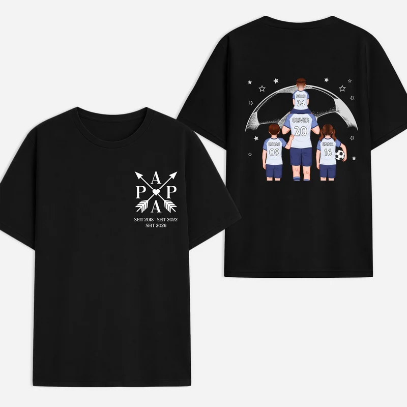 Fußball Papa - Personalisiertes Geschenk | T Shirt Bedrucken Beidseitig