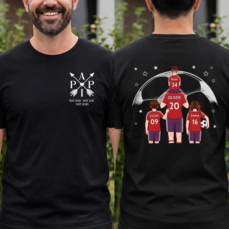 Fußball Papa - Personalisiertes Geschenk | T Shirt Bedrucken Beidseitig