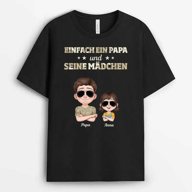 Einfach Ein Papa Mit Seiner Tochter - Personalisiertes Geschenk | Mama Papa Shirt Weltkarte