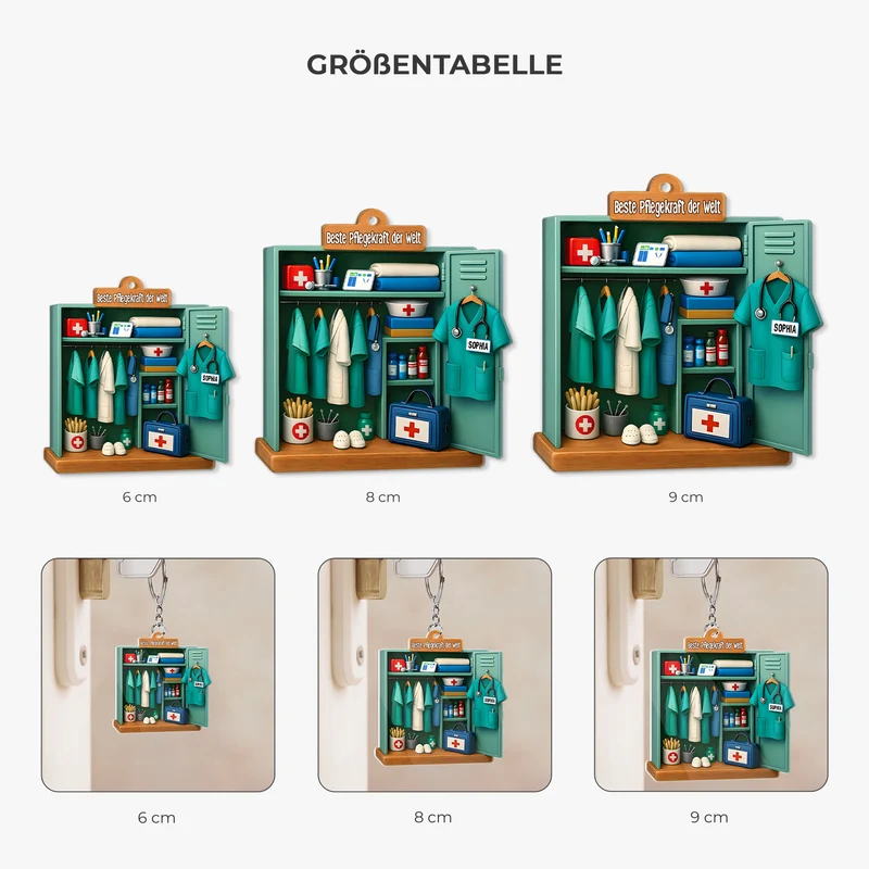 [3D-Optik] Beste Pflegekraft Der Welt - Personalisiertes Geschenk | Acryl Schlüsselanhänger Pflegekraft Arzt