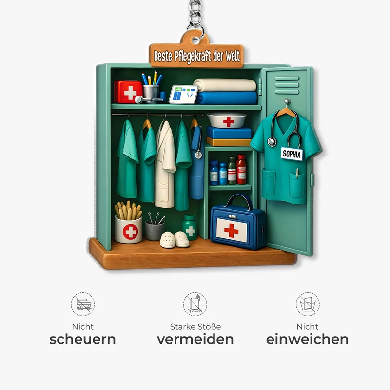 [3D-Optik] Beste Pflegekraft Der Welt - Personalisiertes Geschenk | Acryl Schlüsselanhänger Pflegekraft Arzt