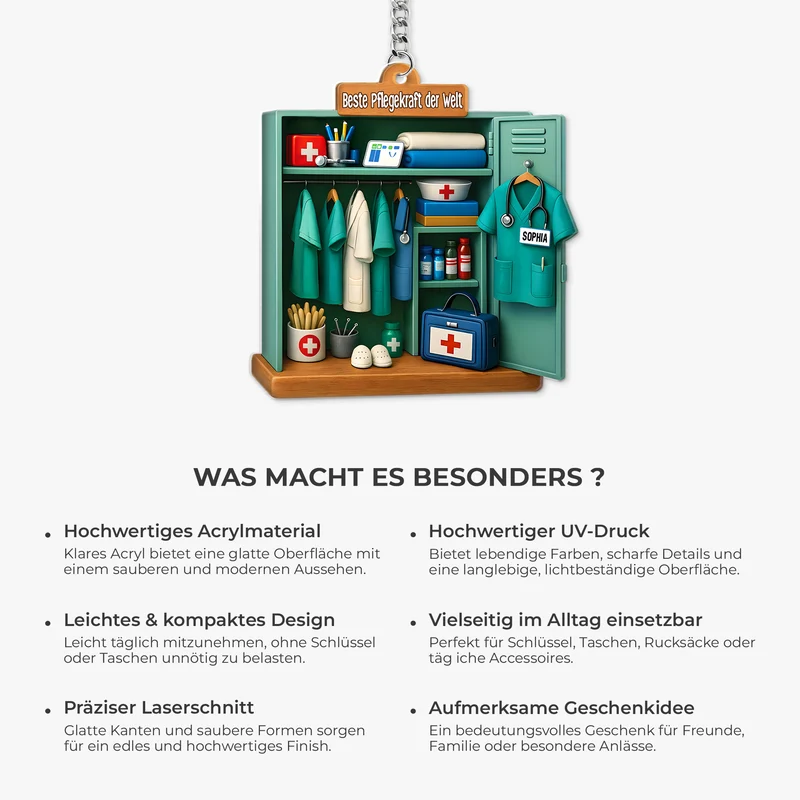 [3D-Optik] Beste Pflegekraft Der Welt - Personalisiertes Geschenk | Acryl Schlüsselanhänger Pflegekraft Arzt