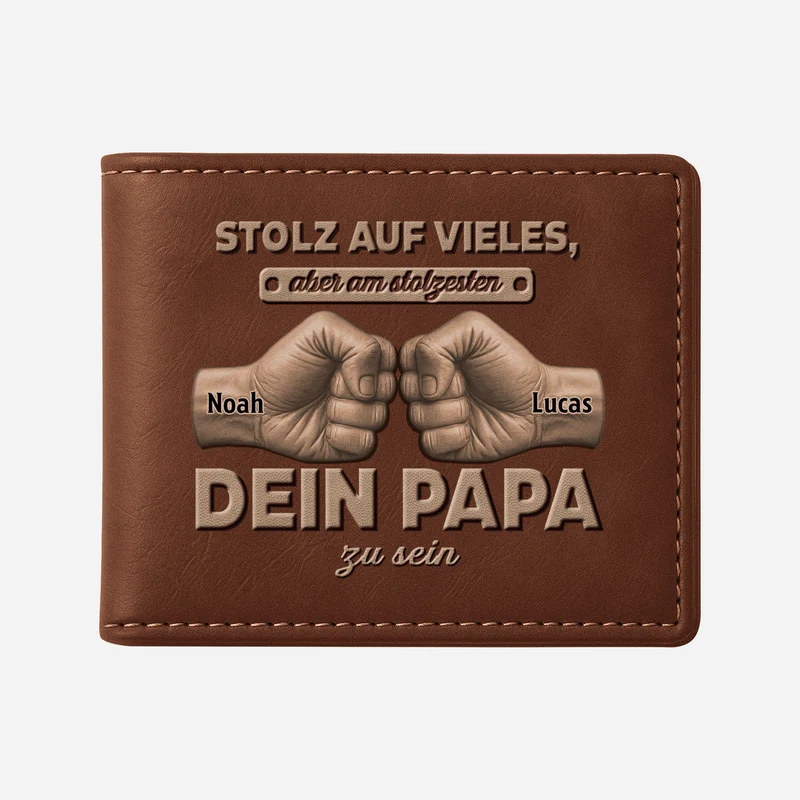 [3D-Optik] Stolz Auf Vieles Aber Am Stolzesten Darauf Dein Papa Zu Sein - Personalisierte Geschenke Herren | Portemonnaie Papa/Opa
