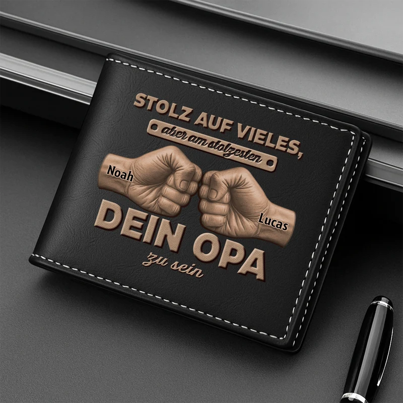 [3D-Optik] Stolz Auf Vieles Aber Am Stolzesten Darauf Dein Papa Zu Sein - Personalisierte Geschenke Herren | Portemonnaie Papa/Opa