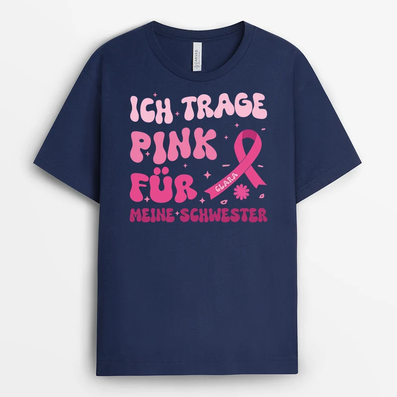 Ich Trage Pink Für Meine Mama - Personalisiertes Geschenk | Brustkrebs T Shirt