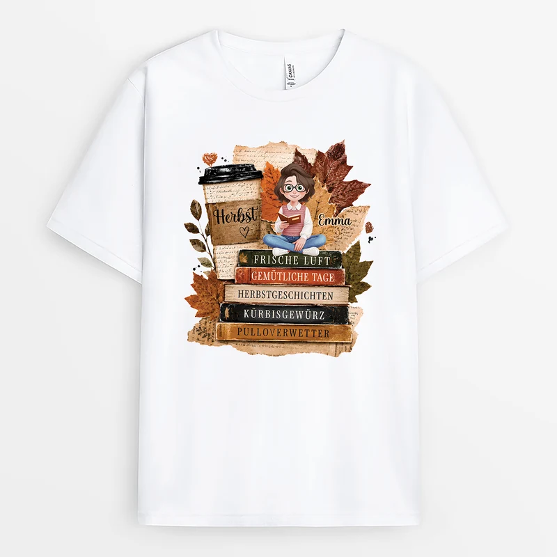 Herbst - Personalisiertes Geschenk | T Shirt Leseratte Frauen Männer