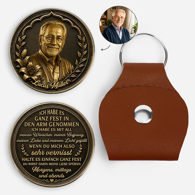 [3D-Optik] Ich Habe Es Ganz Fest In Den Arm Genommen - Personalisierte Trauergeschenke | Pocket Hug Schlüsselanhänger Foto