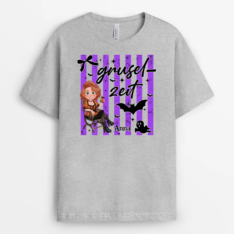 Gruselzeit - Personalisiertes Geschenk | Shirt Halloween Weiß Cartoon