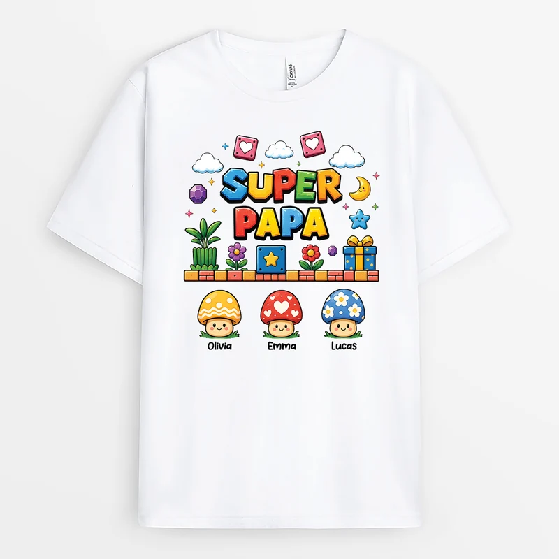 Super Mama Mario - Personalisiertes Geschenk | Papa Mama T Shirt