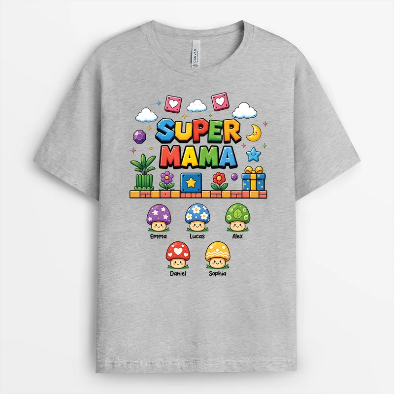 Super Mama Mario - Personalisiertes Geschenk | Papa Mama T Shirt