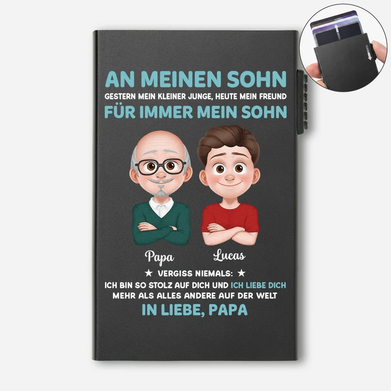 Ich Liebe Dich Mehr Als Alles Auf Der Welt - Personalisiertes Geschenk | Aluminium Kreditkartenetui Sohn Tochter