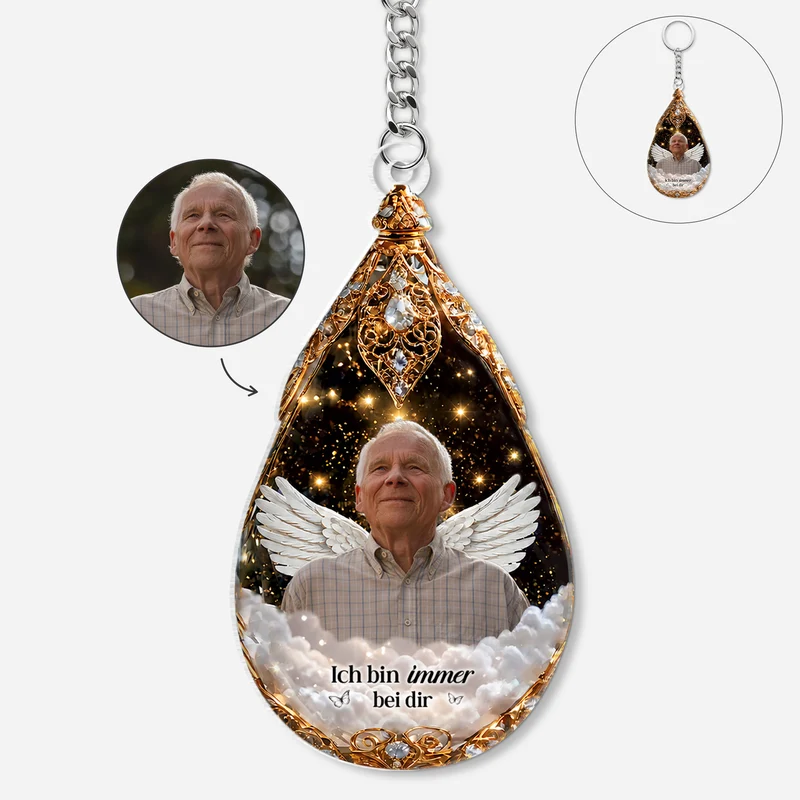 [3D-Optik] Ich Bin Immer Bei Dir - Personalisierte Trauergeschenke | Acryl Schlüsselanhänger Foto