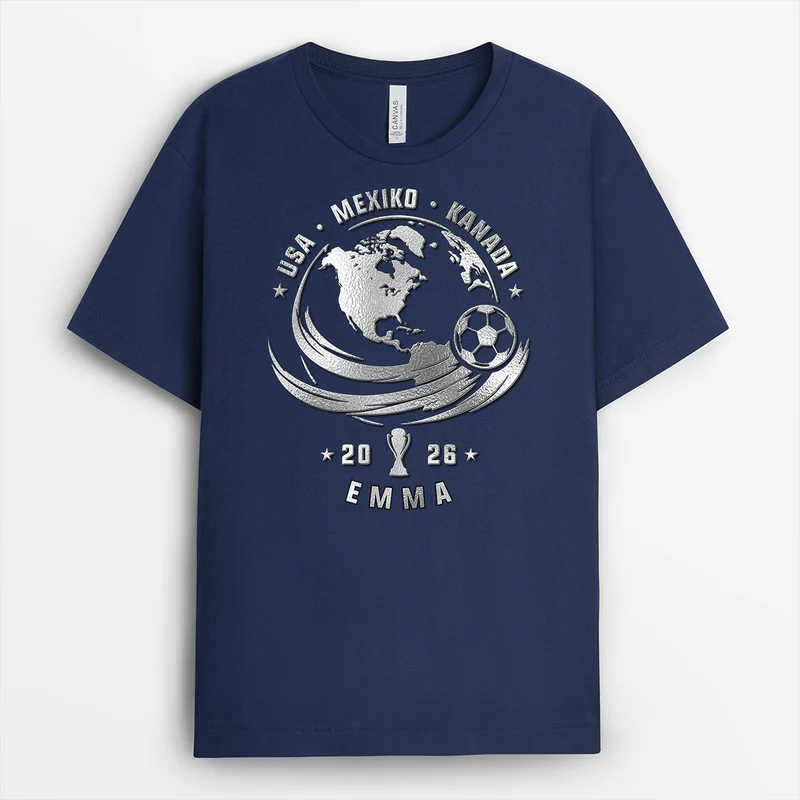 [3D-Optik] WM Trophäe - Personalisiertes Geschenk | Fussball Shirt Damen Herren