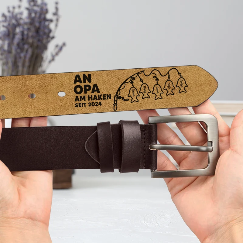 An Papa Am Haken - Personalisiertes Geschenk | Gürtel Papa/Opa Fische