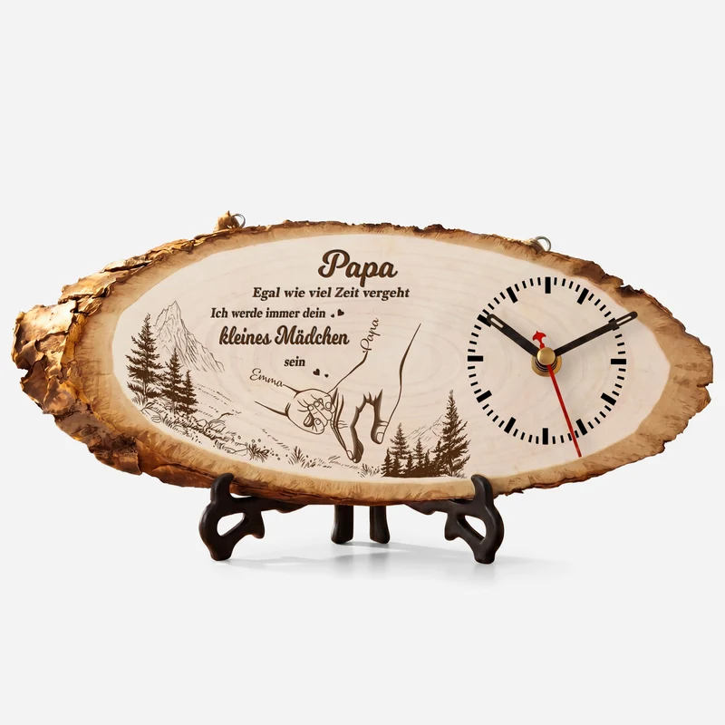 Egal Wie Viel Zeit Vergeht Ich Werde Immer Dein Kleines Mädchen Sein - Personalisiertes Geschenk | Uhr Holzscheibe Papa Mama