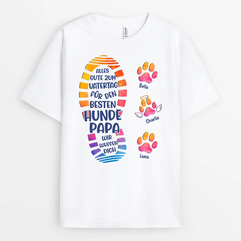 Hundepapa Katzenpapa - Personalisierte Vatertagsgeschenke | Weißes T Shirt