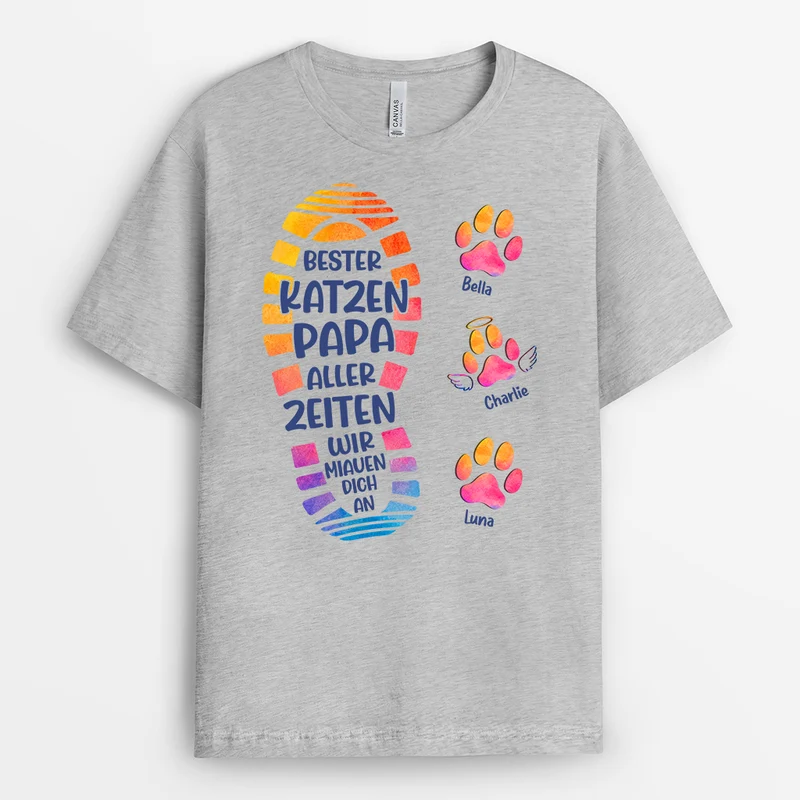 Hundepapa Katzenpapa - Personalisierte Vatertagsgeschenke | Weißes T Shirt