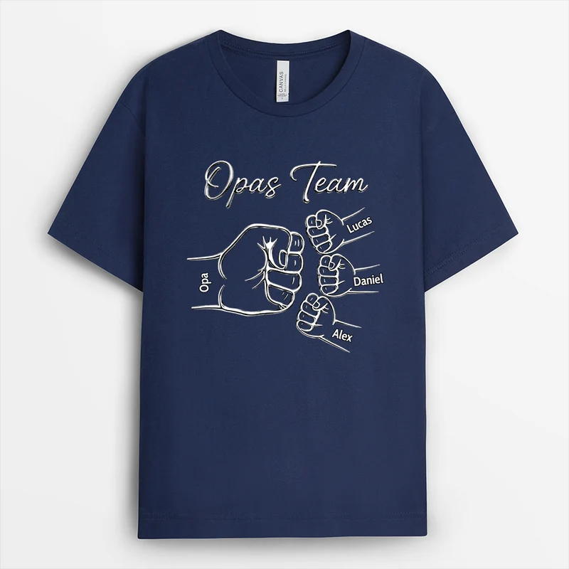 Papas Team - Personalisiertes Geschenk | Opa Papa Shirt Gold Line