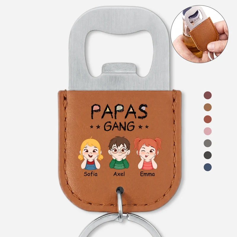Papas Gang - Personalisiertes Geschenk | Flaschenöffner Schlüsselanhänger Papa Mama Opa Oma