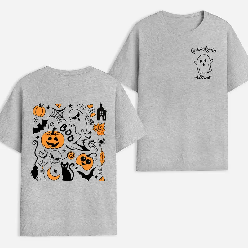 Gruselzeit - Personalisiertes Geschenk | T Shirt Bedrucken Beidseitig Halloween