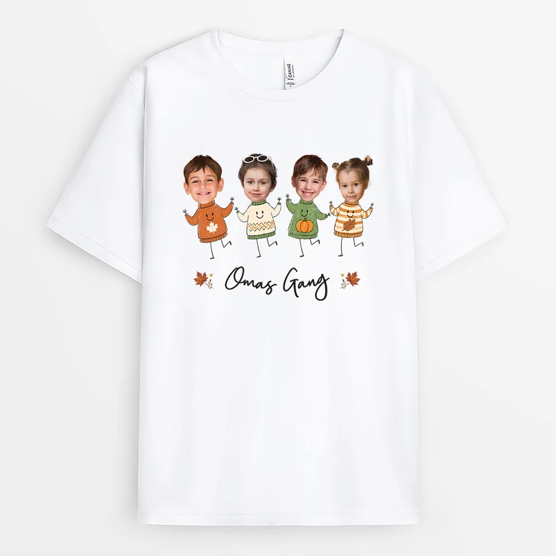 Omas Gang Herbst - Personalisiertes Geschenk | Opa Oma T Shirt Mit Gesicht