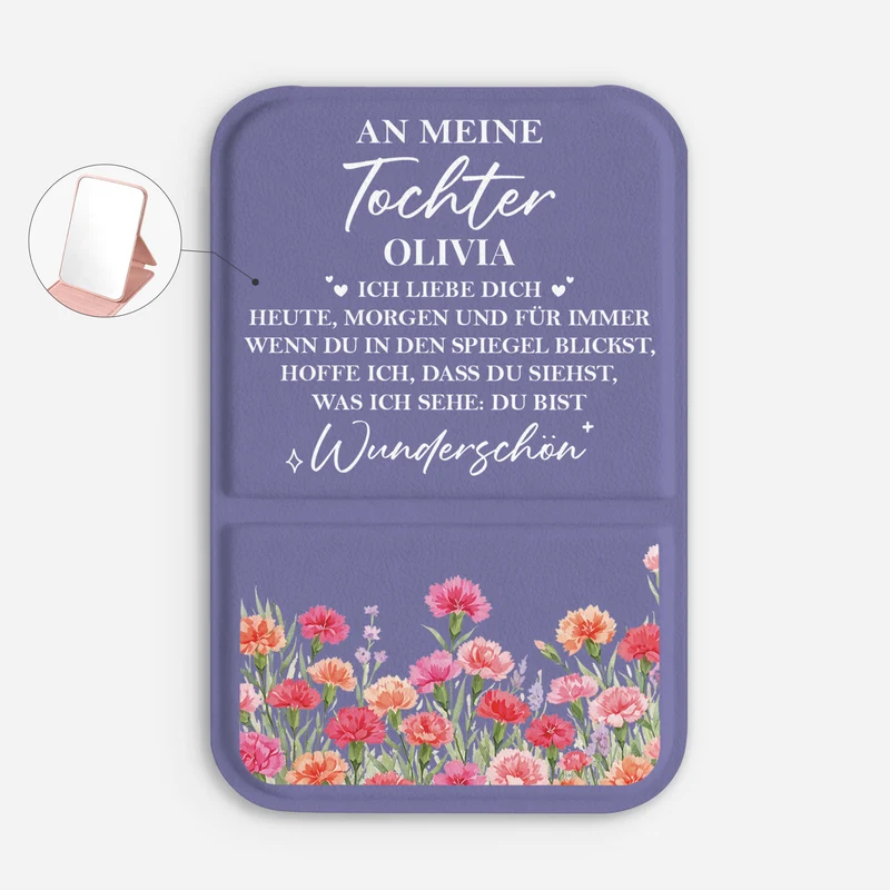An Meine Tochter Ich Liebe Dich - Personalisiertes Geschenk | Taschenspiegel Geburtstagsmonat Blume